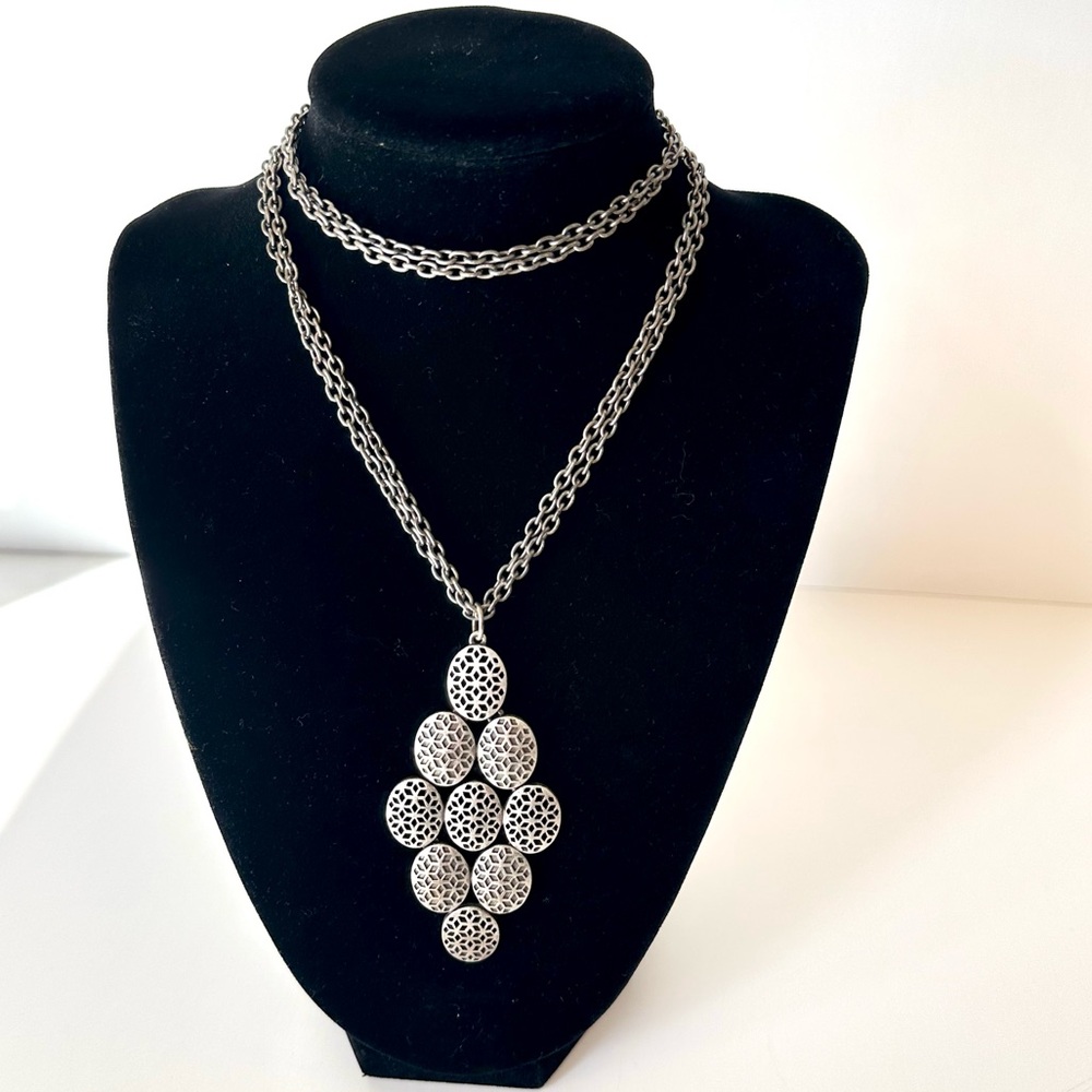 NICOLE MILLER STERLING SILVER Multi-Layer Disc Pendant Necklace